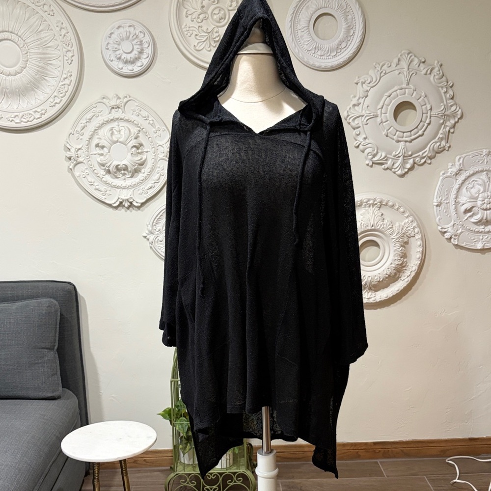 Black Hooded Poncho